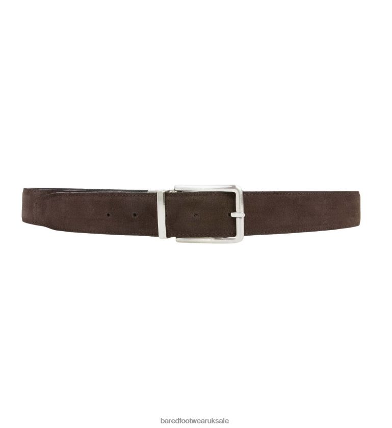 Black & Chocolate Suede Belts Unisex Bared Footwear N06D2V355 Reversible Belt
