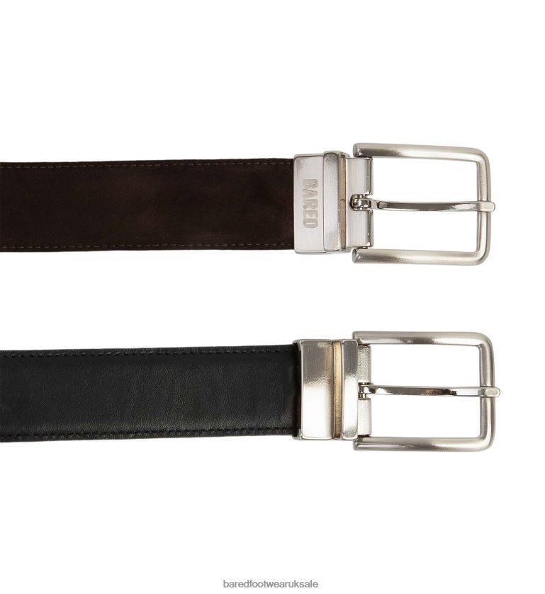 Black & Chocolate Suede Belts Unisex Bared Footwear N06D2V355 Reversible Belt