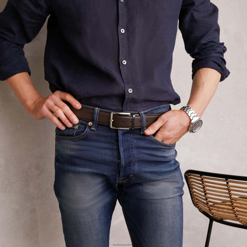 Chocolate Leather & Tobacco Suede Belt Unisex Bared Footwear N06D2V356 Reversible Belt