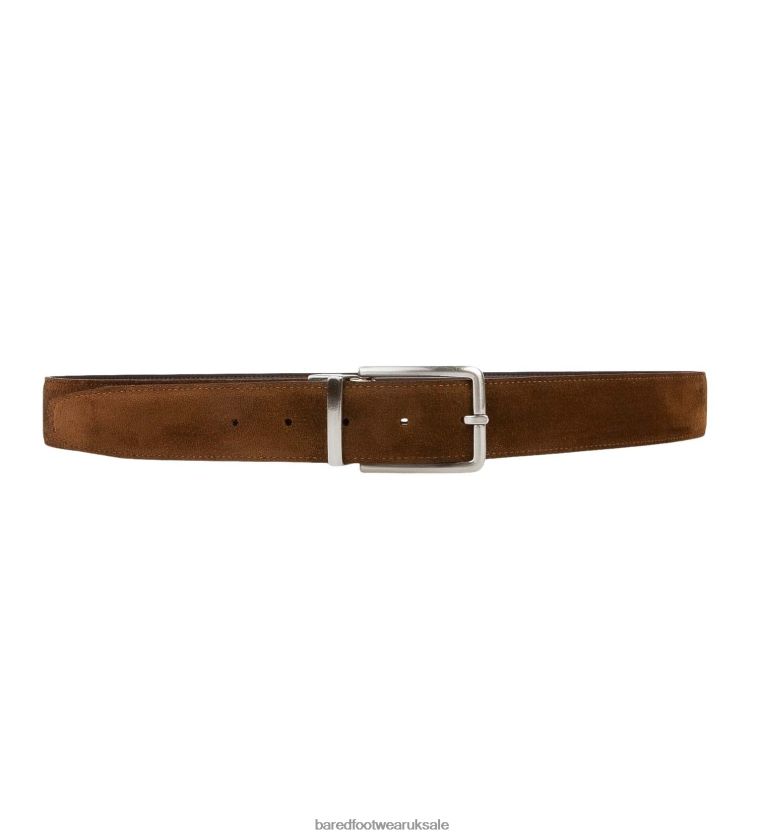 Chocolate Leather & Tobacco Suede Belt Unisex Bared Footwear N06D2V356 Reversible Belt