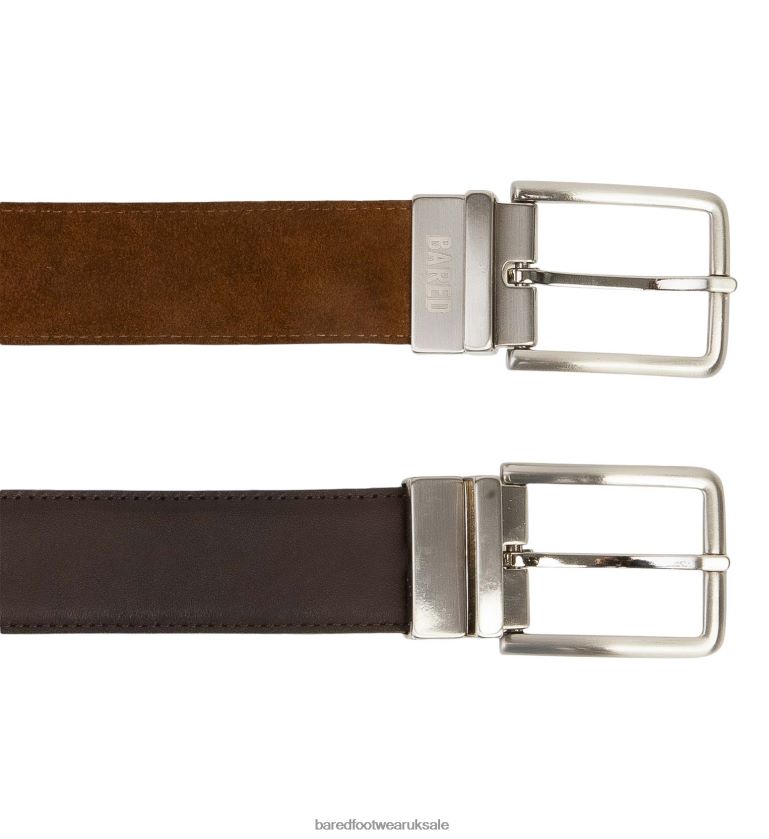 Chocolate Leather & Tobacco Suede Belt Unisex Bared Footwear N06D2V356 Reversible Belt