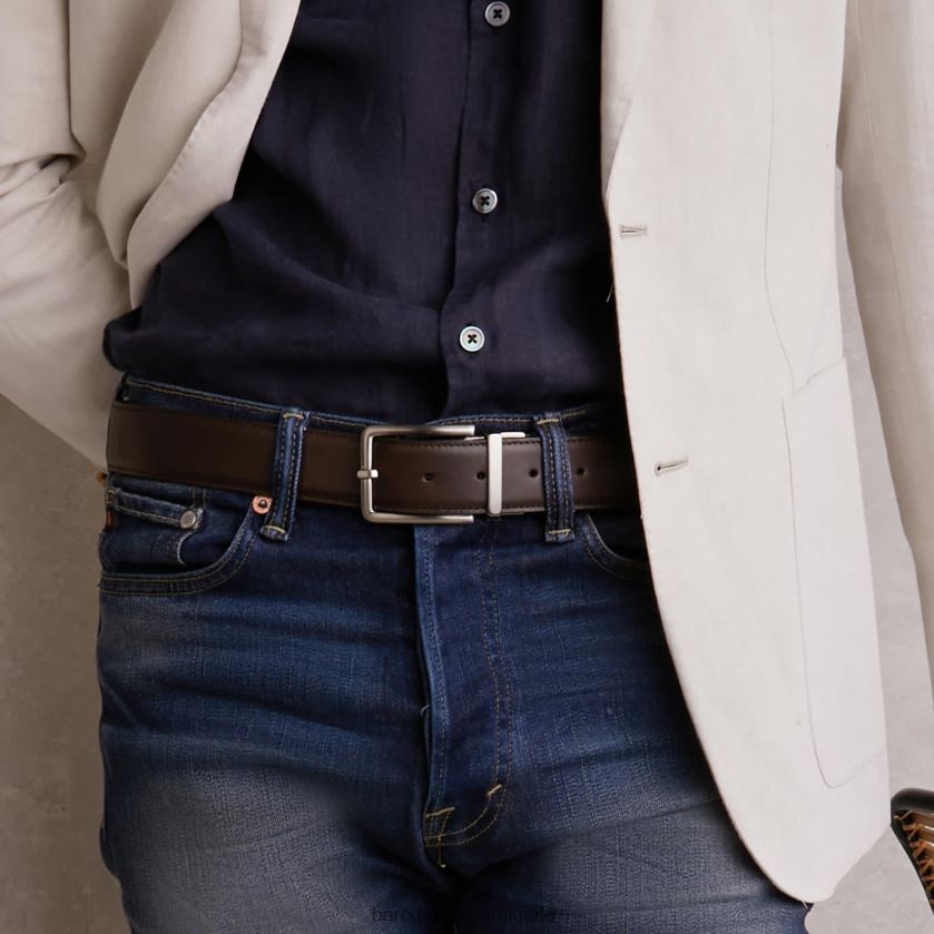 Chocolate Leather & Tobacco Suede Belt Unisex Bared Footwear N06D2V356 Reversible Belt