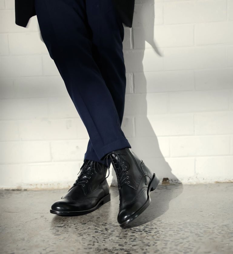 Black Leather Boots Men Bared Footwear N06D2V1 Manganese 2