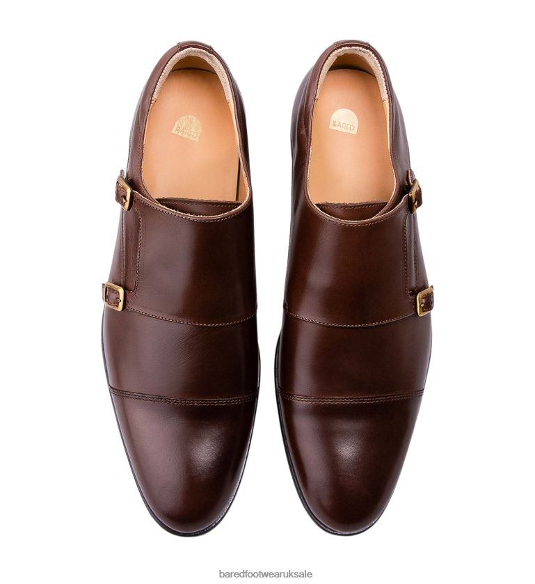 Chocolate Leather Double Monks Men Bared Footwear N06D2V48 Vanadium