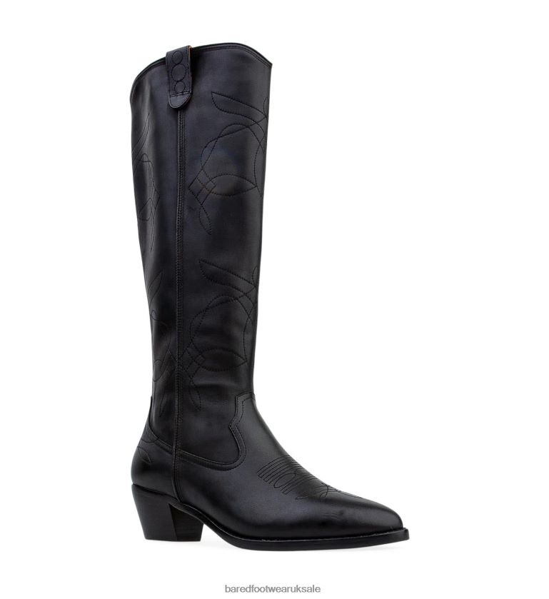 Black Leather Flat Boot Women Bared Footwear N06D2V159 Myna