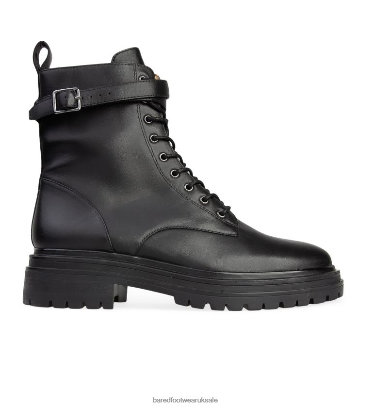 Black Leather Flat Boots Women Bared Footwear N06D2V94 Phalarope