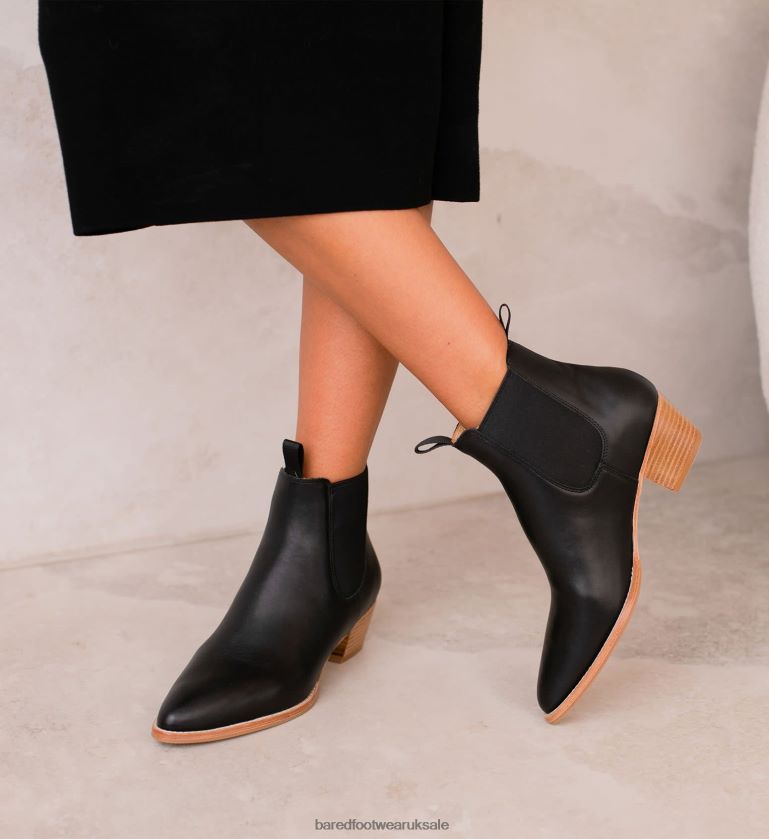 Black Leather with Light Sole Heeled Boots Women Bared Footwear N06D2V156 Woodpecker