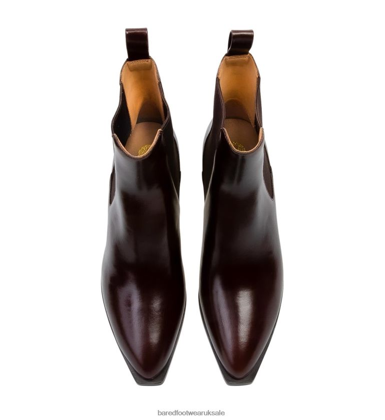 Dark Oak Boxed Leather Heeled Boots Women Bared Footwear N06D2V102 Canary
