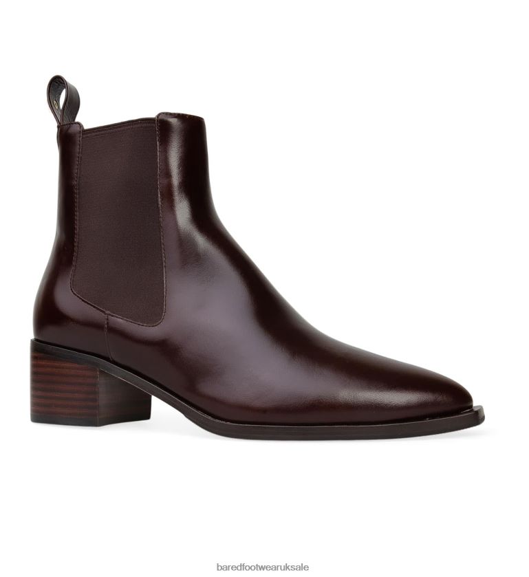 Dark Oak Boxed Leather Heeled Boots Women Bared Footwear N06D2V102 Canary