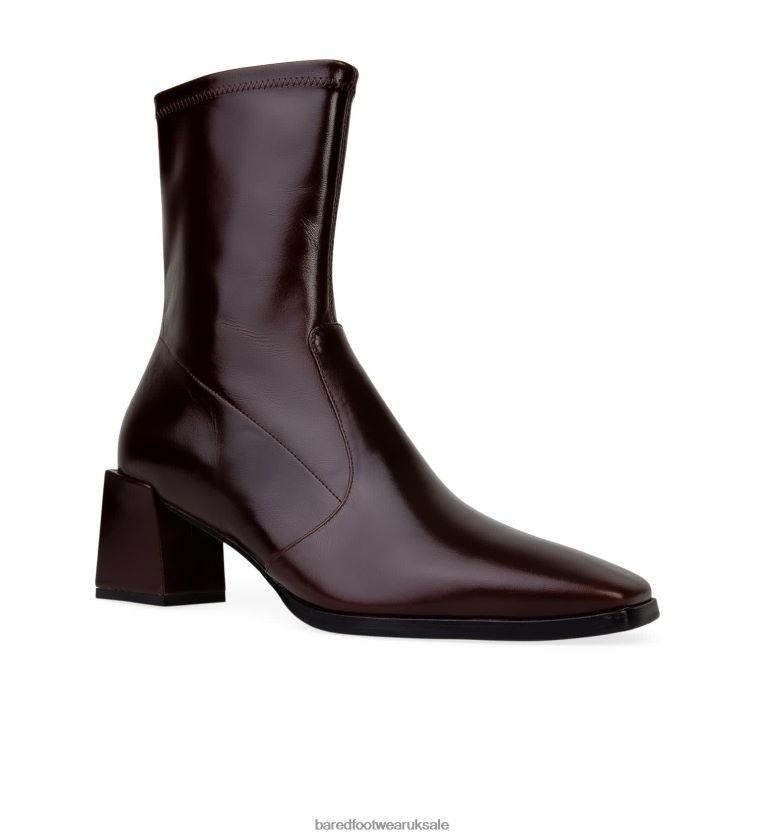 Dark Oak Boxed Leather Heeled Boots Women Bared Footwear N06D2V153 Nightingale
