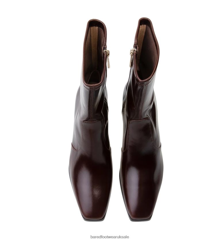 Dark Oak Boxed Leather Heeled Boots Women Bared Footwear N06D2V153 Nightingale