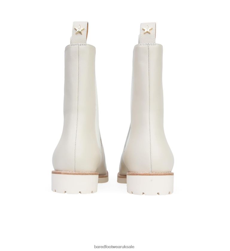 Ecru Leather with Ecru Sole Flat Boots Women Bared Footwear N06D2V274 Coot
