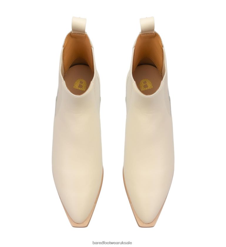 Oatmilk Leather Heeled Boots Women Bared Footwear N06D2V101 Canary