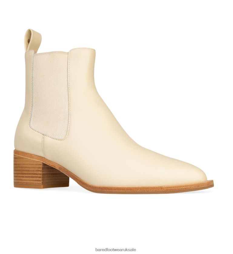 Oatmilk Leather Heeled Boots Women Bared Footwear N06D2V101 Canary