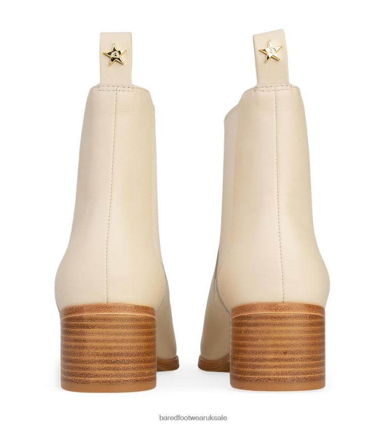 Oatmilk Leather Heeled Boots Women Bared Footwear N06D2V101 Canary