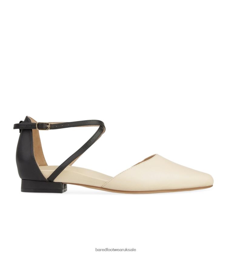 Black & Oatmilk Leather Ballet Flats Women Bared Footwear N06D2V78 Grackle