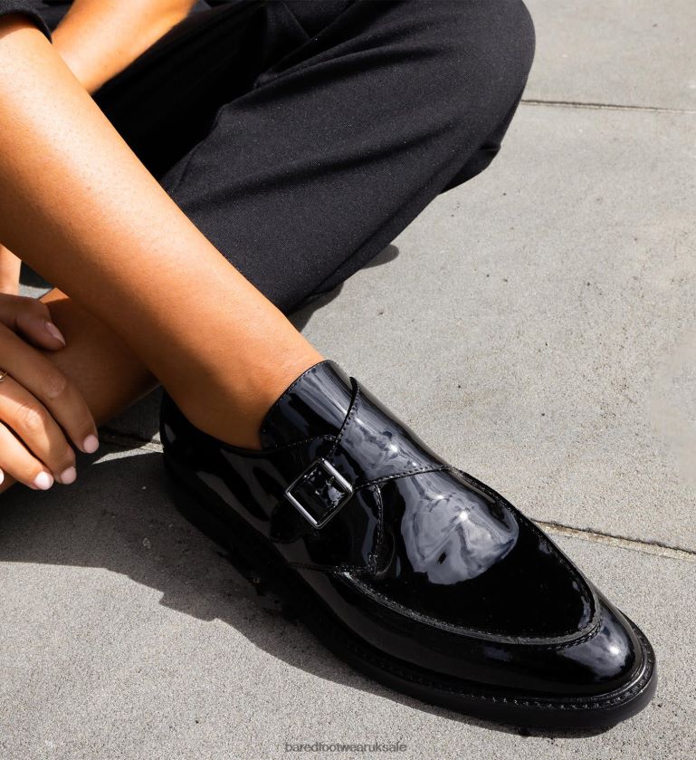 Black Patent Leather Flat Monks Women Bared Footwear N06D2V84 Coronet