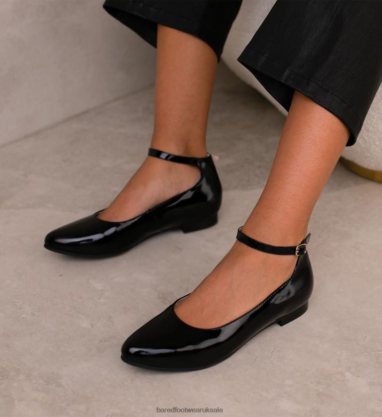Black Patent Leather with Black Sole Ballet Flats Women Bared Footwear N06D2V296 Lapwing II