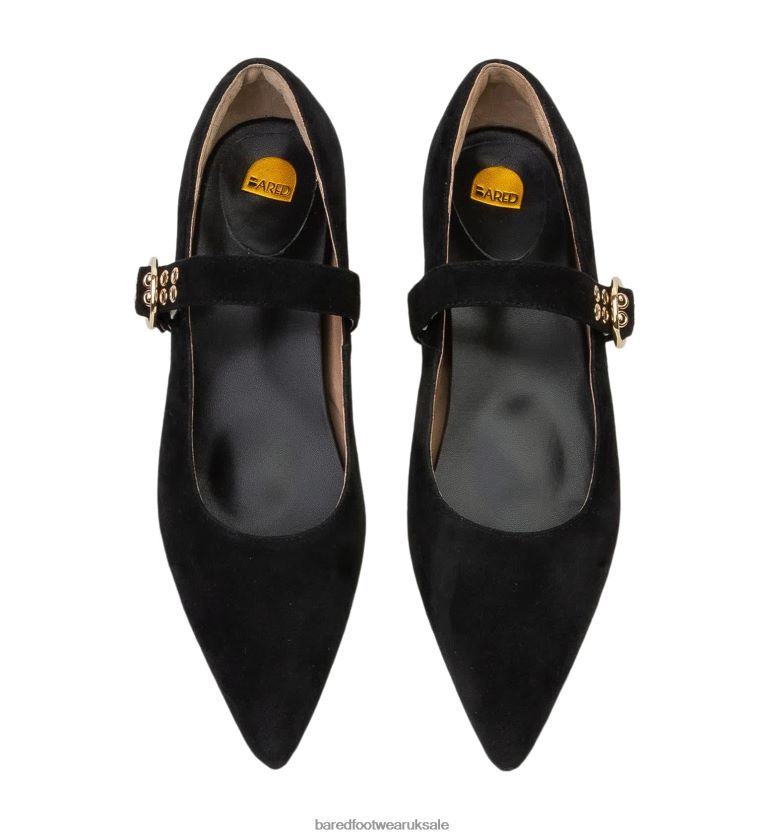 Black Suede Ballet Flats Women Bared Footwear N06D2V300 Egret