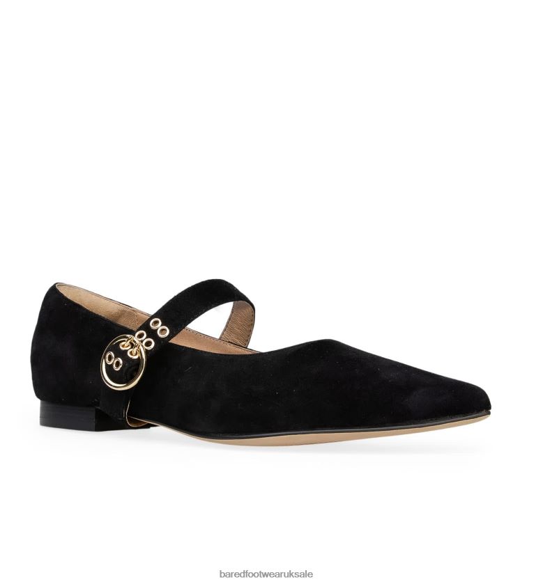 Black Suede Ballet Flats Women Bared Footwear N06D2V300 Egret