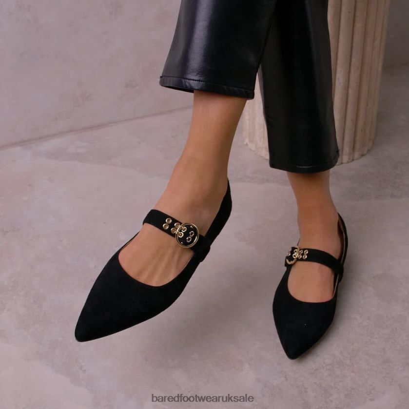 Black Suede Ballet Flats Women Bared Footwear N06D2V300 Egret