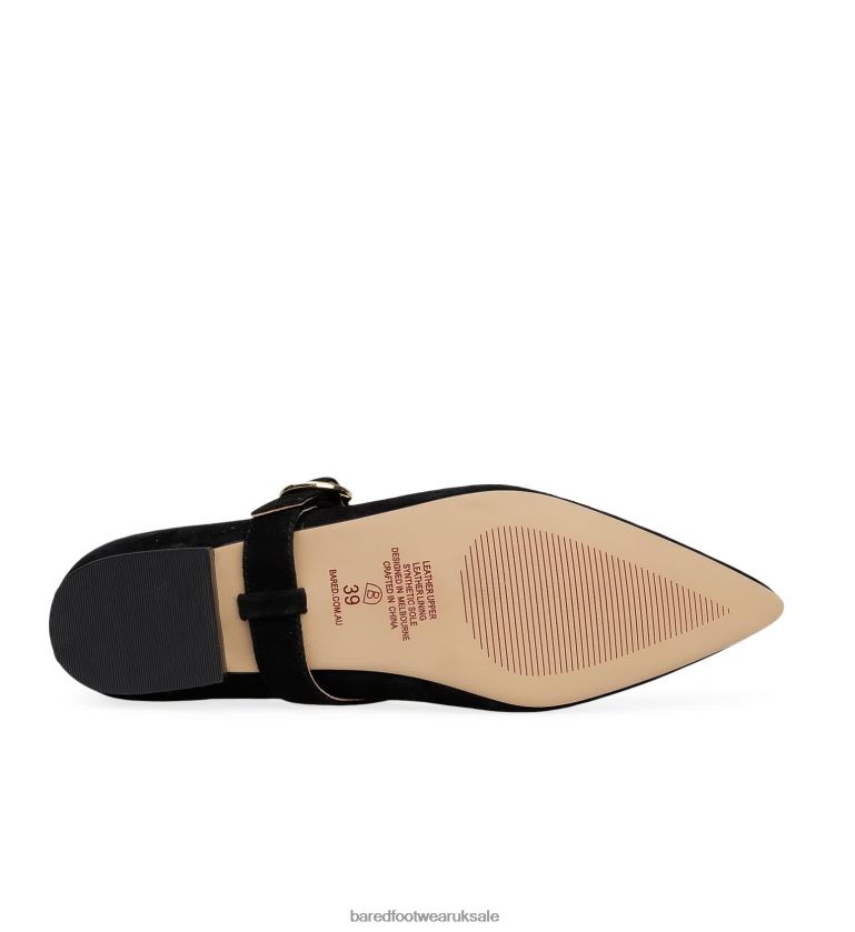 Black Suede Ballet Flats Women Bared Footwear N06D2V300 Egret