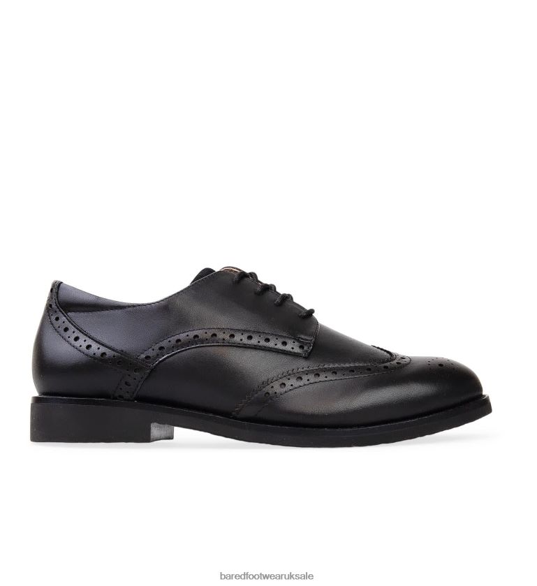 Black with Black Sole Flat Lace Ups Women Bared Footwear N06D2V225 Courser