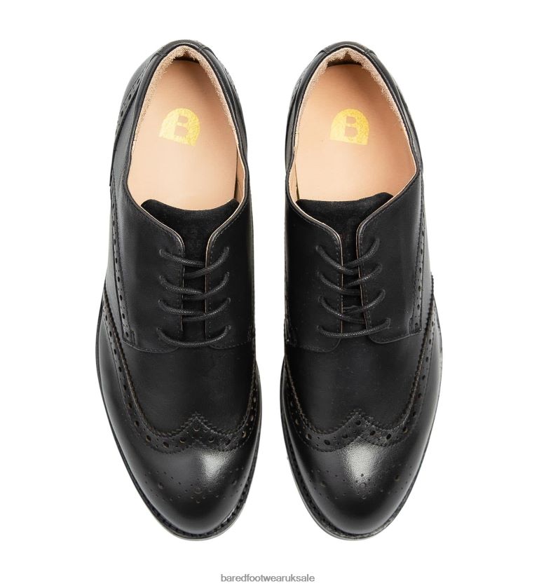 Black with Black Sole Flat Lace Ups Women Bared Footwear N06D2V225 Courser