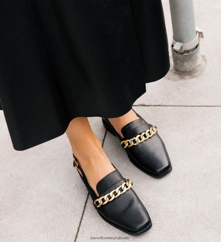 Black with Chain Ballet Flats Women Bared Footwear N06D2V74 Baza