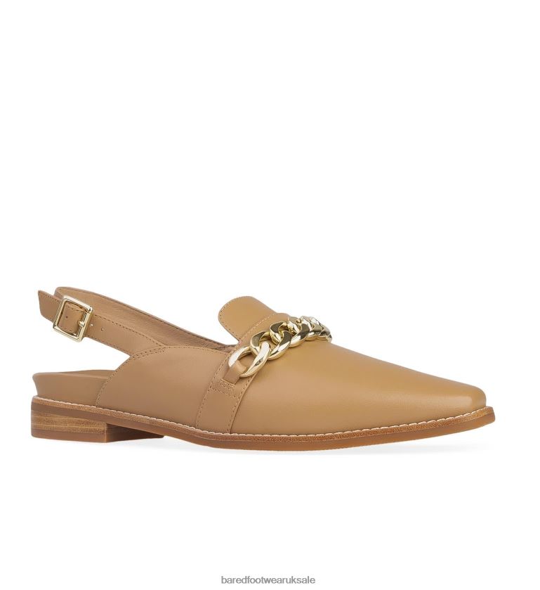 Latte with Chain Leather Ballet Flats Women Bared Footwear N06D2V73 Baza