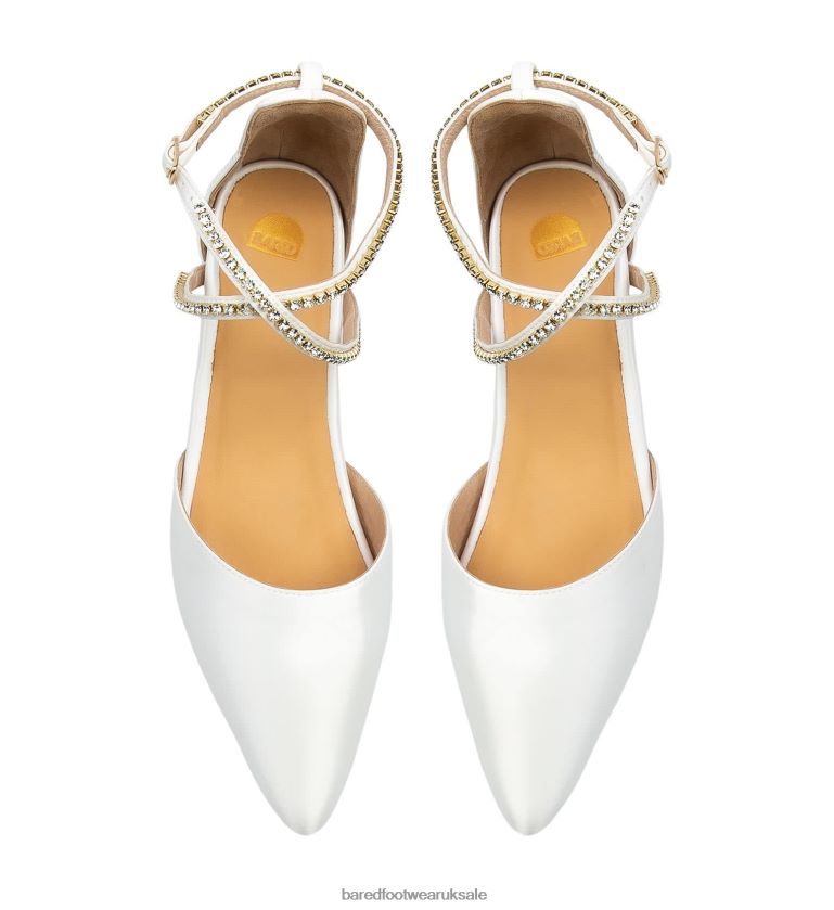 White Satin Ballet Flats Women Bared Footwear N06D2V137 Grackle