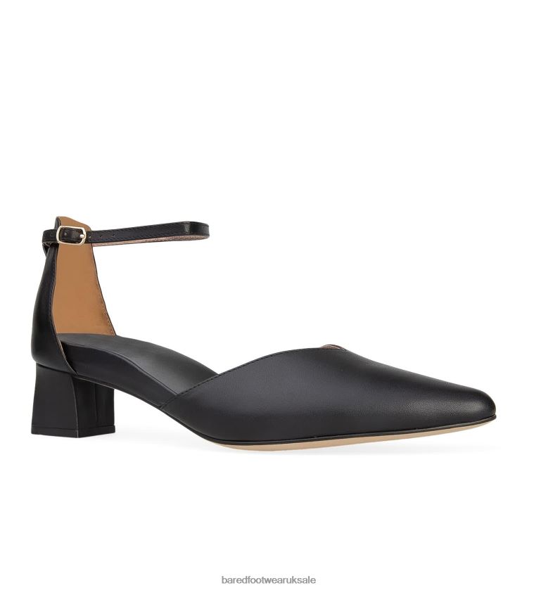 Black Leather Low Heels Women Bared Footwear N06D2V118 Quelea