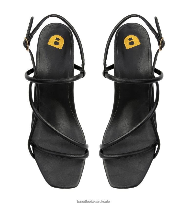 Black Leather Low Heels Women Bared Footwear N06D2V165 Towhee