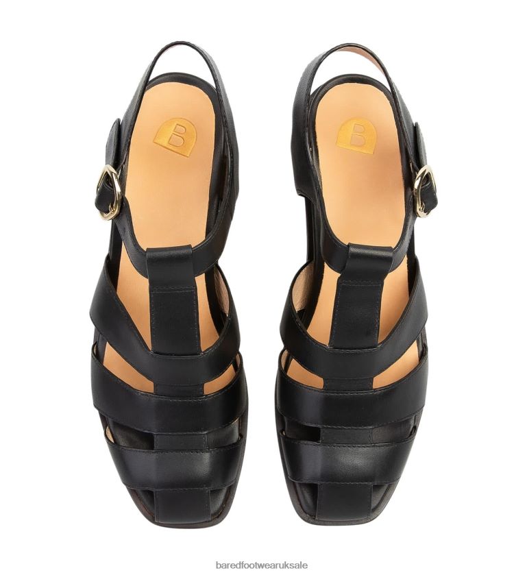 Black Leather Low Heels Women Bared Footwear N06D2V181 Redstart