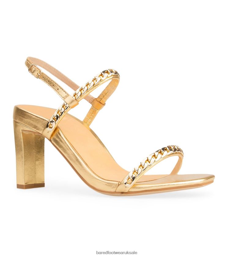 Gold Leather High Heel Women Bared Footwear N06D2V265 Bunting
