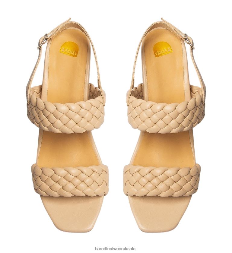 Sand Leather High Heels Women Bared Footwear N06D2V179 Elachura
