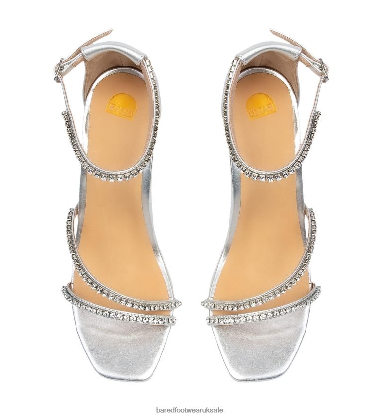 Silver Leather with Diamantes High Heels Women Bared Footwear N06D2V263 Sungem