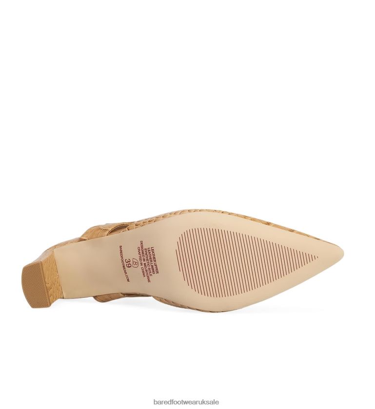 Tan Croc Emboss Leather High Heels Women Bared Footwear N06D2V87 Pardalote