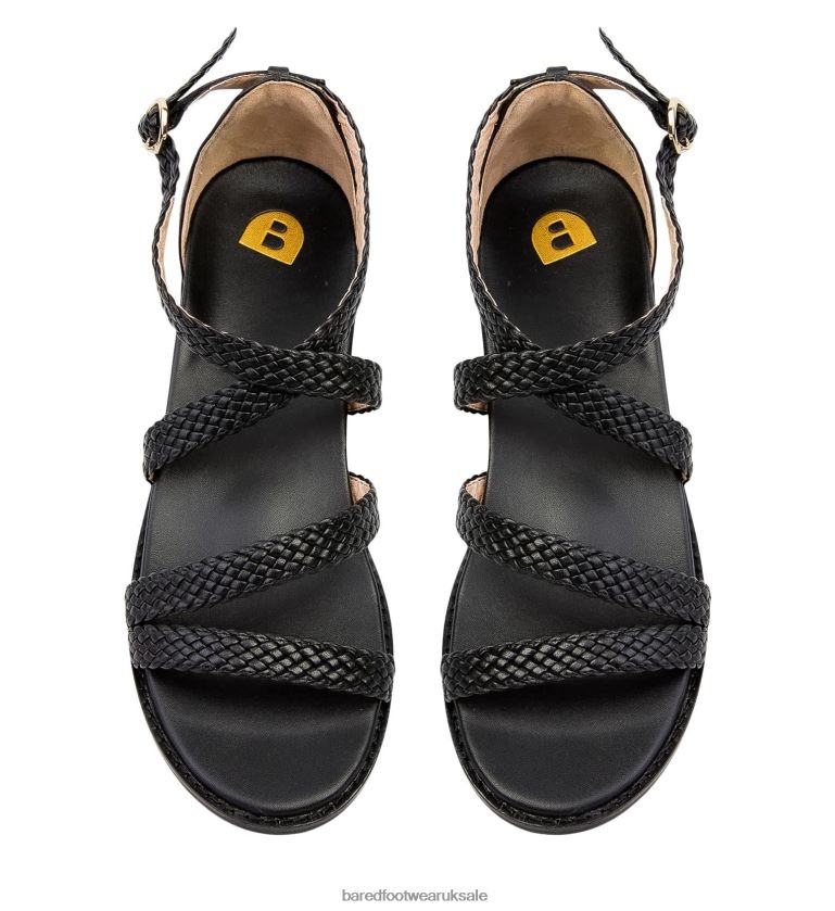 Black Leather Flat Sandals Women Bared Footwear N06D2V175 Murrelet