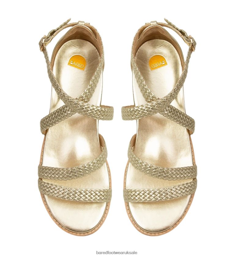 Gold Leather Flat Sandals Women Bared Footwear N06D2V174 Murrelet
