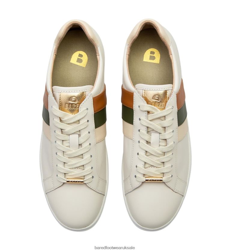 Autumnal Stripe Leather Sneakers Women Bared Footwear N06D2V124 Hornbill 3