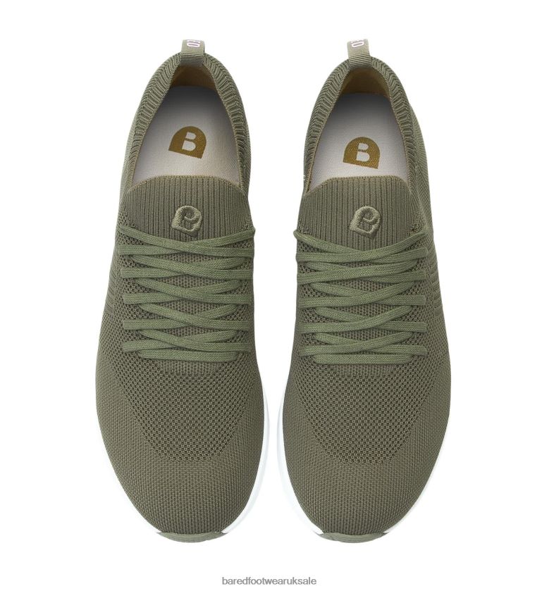 Khaki Knit Sneakers Women Bared Footwear N06D2V128 Jinzo