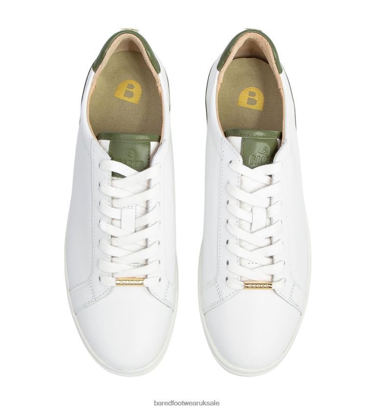 White & Khaki Leather Sneakers Women Bared Footwear N06D2V127 Hornbill 3