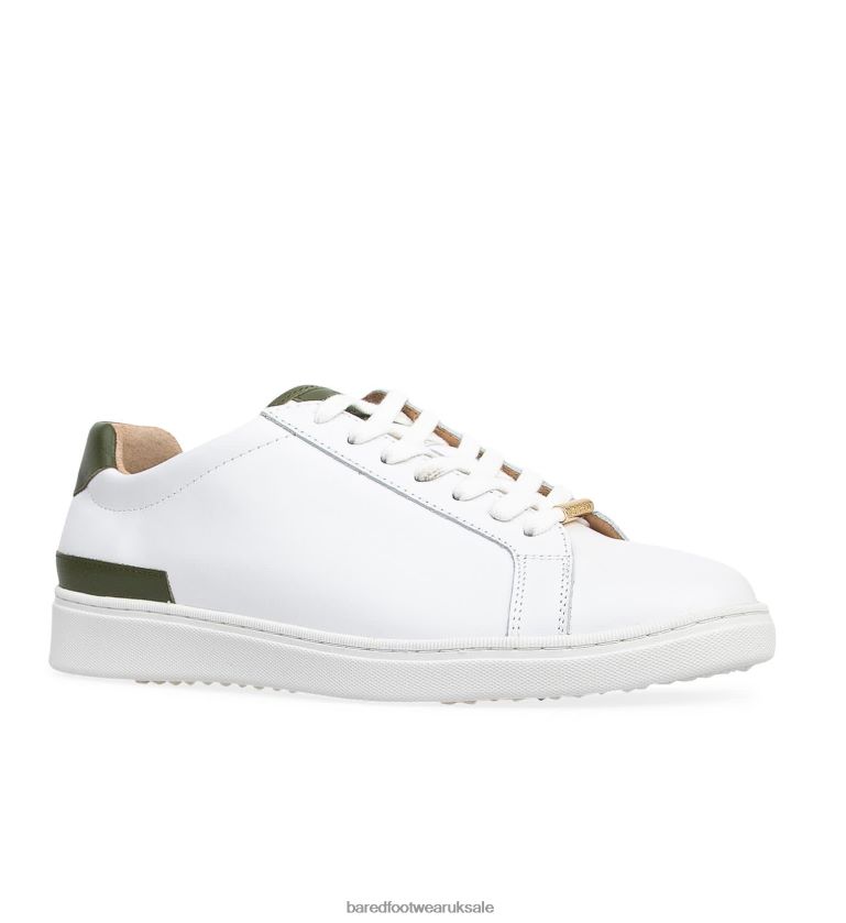 White & Khaki Leather Sneakers Women Bared Footwear N06D2V127 Hornbill 3