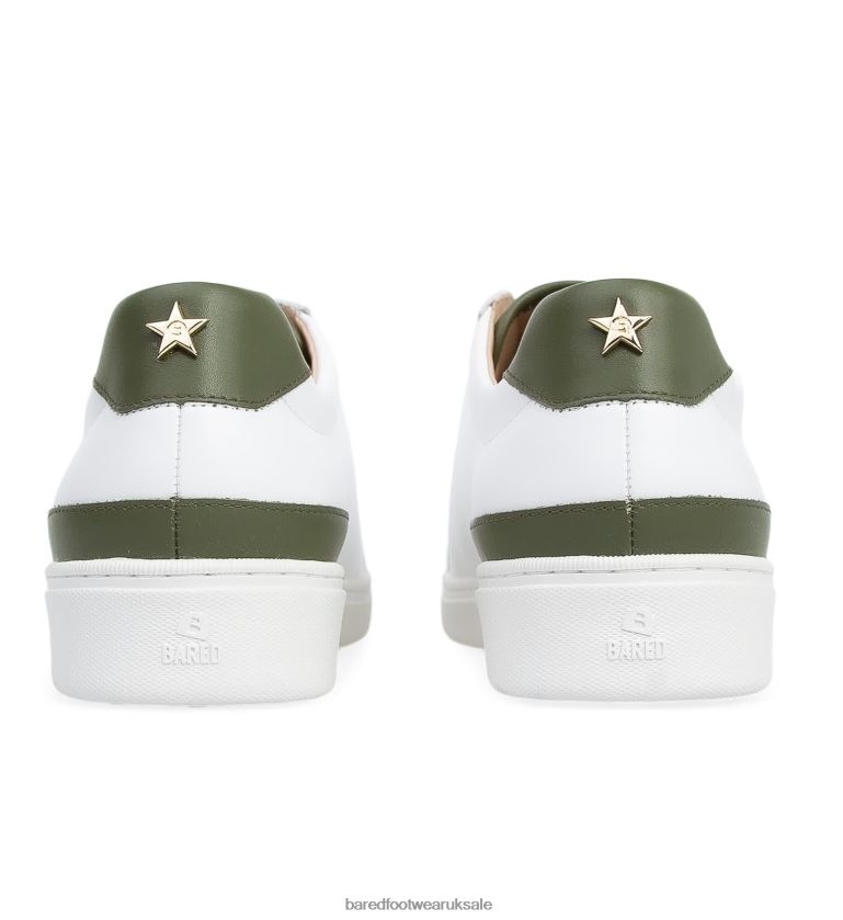 White & Khaki Leather Sneakers Women Bared Footwear N06D2V127 Hornbill 3