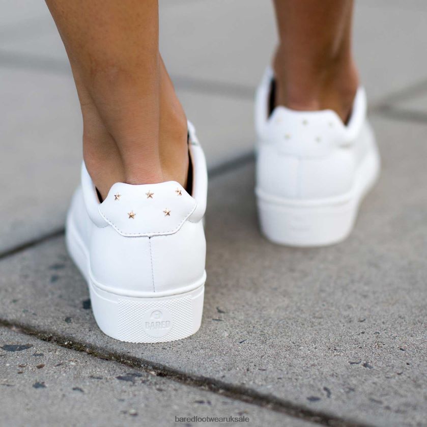 White Leather & Gold Stars Sneakers Women Bared Footwear N06D2V267 Thorntail