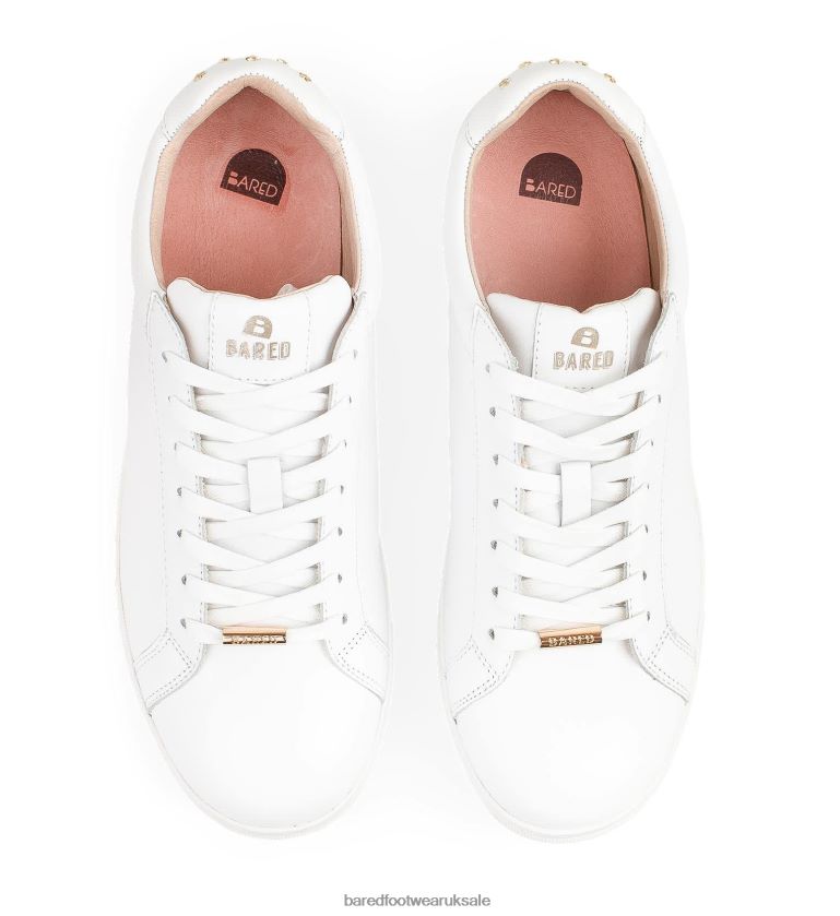 White Leather & Gold Stars Sneakers Women Bared Footwear N06D2V267 Thorntail