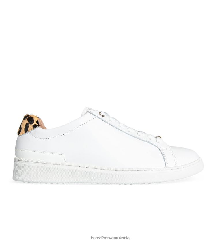 White Leather & Leopard Calf Hair Sneakers Women Bared Footwear N06D2V251 Hornbill 3
