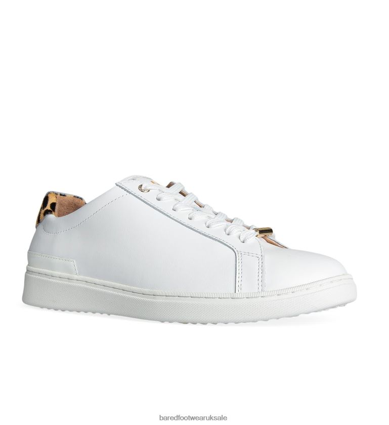 White Leather & Leopard Calf Hair Sneakers Women Bared Footwear N06D2V251 Hornbill 3